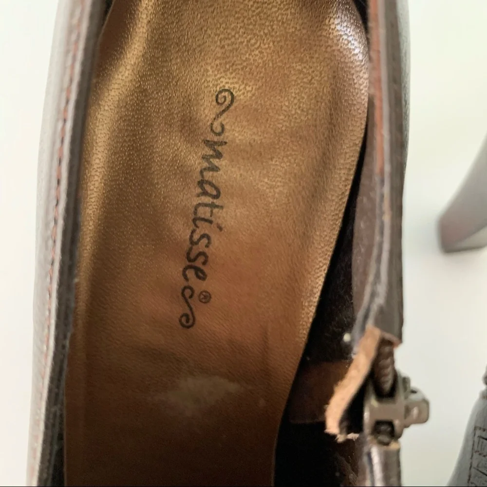 Matisse Booties Brown Leather Platform High Heel Inside Zipper 8.5M